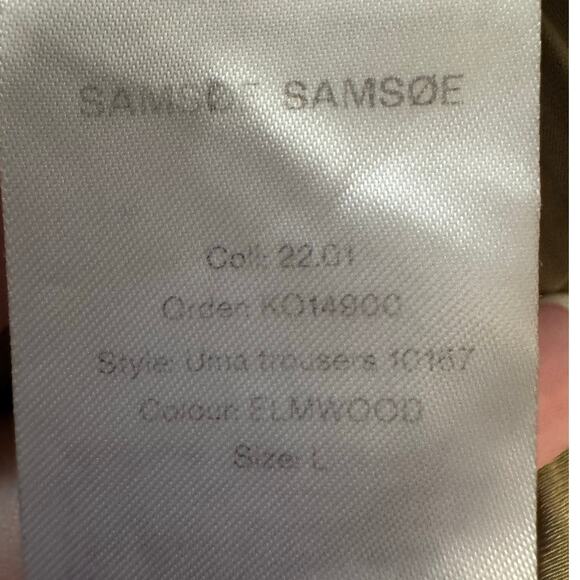 Samsoe Uma Trousers In Elmwood Pleated Wide Leg Pull On Style Gold Size Large - Picture 11 of 14